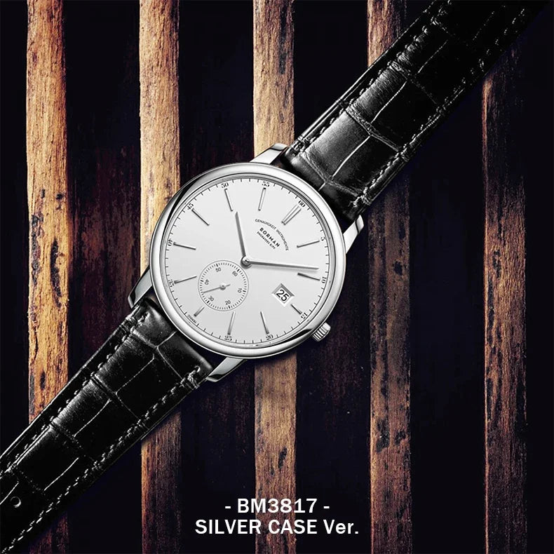 BORMAN Luxury Mens Automatic Mechanical Watch Rose Gold Case Sub Dial Sport Watches Genuine Leather High Quality Gentleman Clock