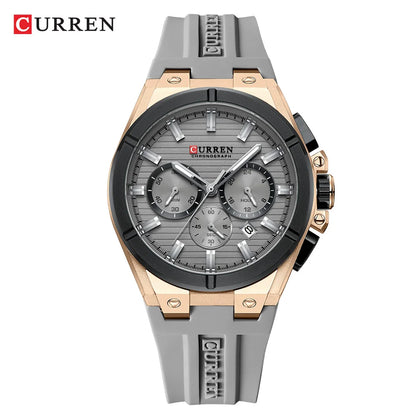 CURREN 8487 Casual Men's Quartz Wristwatch Multifunctional Chronograph Calendar Outdoor Sports Luminous Fashion Watches for Man