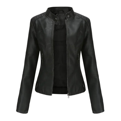 Faux Leather Jacket Women 2026 Autumn Spring Women's Moto Biker Jacket Red Black Coat Brown Purple Blue 3xl 4xl Coffee XS Beige