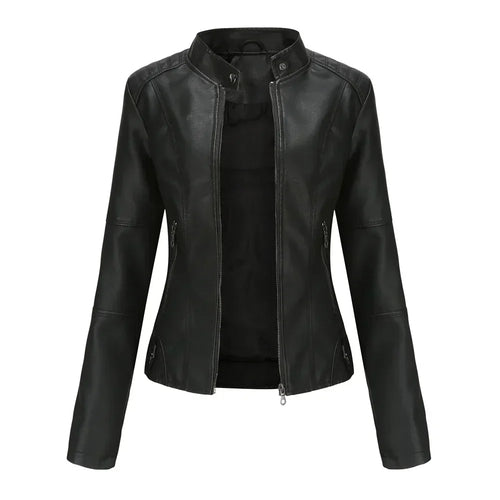 Faux Leather Jacket Women 2026 Autumn Spring Women's Moto Biker Jacket Red Black Coat Brown Purple Blue 3xl 4xl Coffee XS Beige