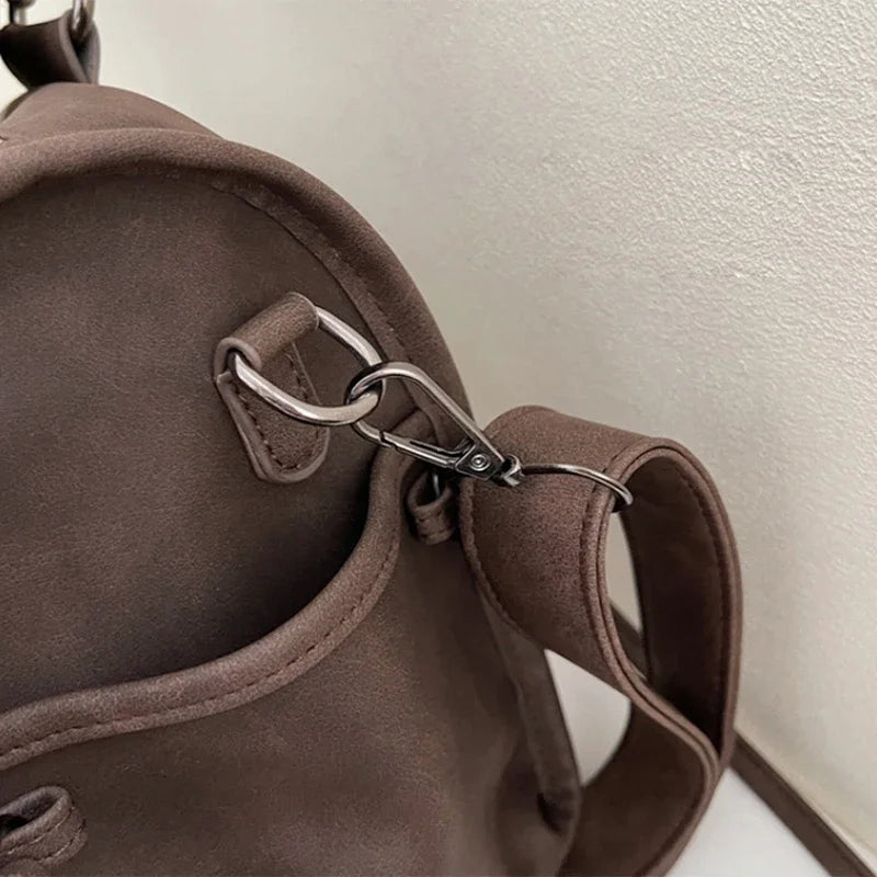 Retro Motorcycle Handbag Women Horizontal Tote Storage Tassel Design Pillow Shoulder Bag Trendy Large Capacity Soft Underarm Bag