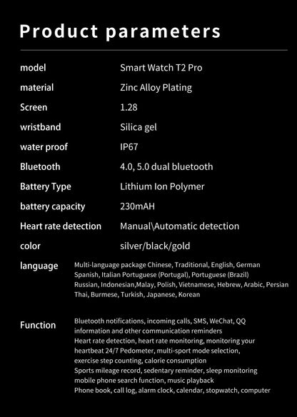 Factory T2 PRO Amazfit Bluetooth Call SmartWatch Women Watches Men Sport Fitness Tracker Heart Rate Smartwatch For Android IOS