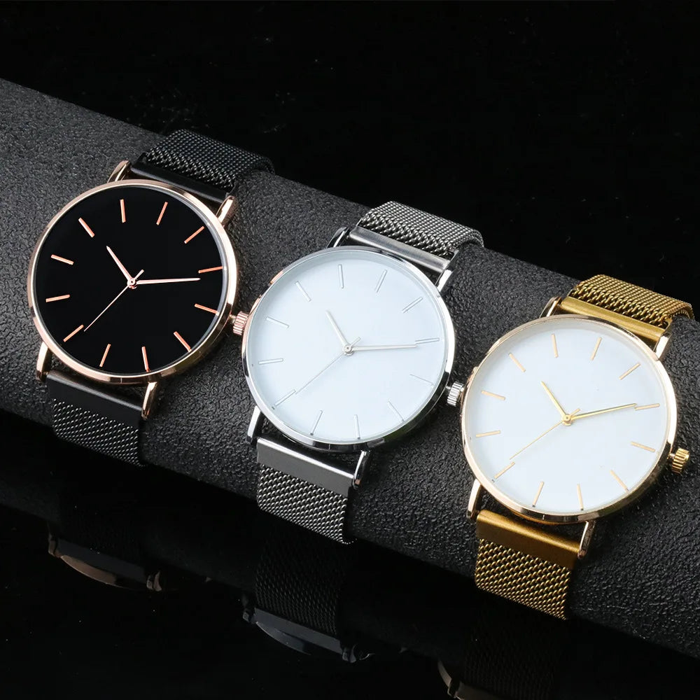 Top Brand Women's Watches Luxury Metal Mesh Simple Quartz Watches Fashion Elegant Rose Gold Ladies Wristwatch Clock Reloj Mujer