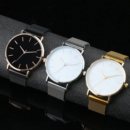Top Brand Women's Watches Luxury Metal Mesh Simple Quartz Watches Fashion Elegant Rose Gold Ladies Wristwatch Clock Reloj Mujer