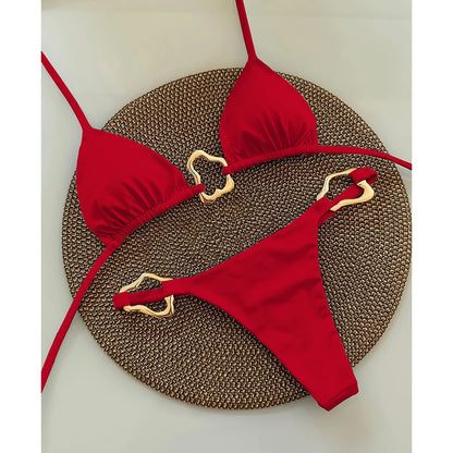 Sexy Halter Micro Bikini 2025 Women Swimsuit Solid Swimwear Thong Bikinis Set Brazilian Beach Wear Bathing Suit Biquini Female