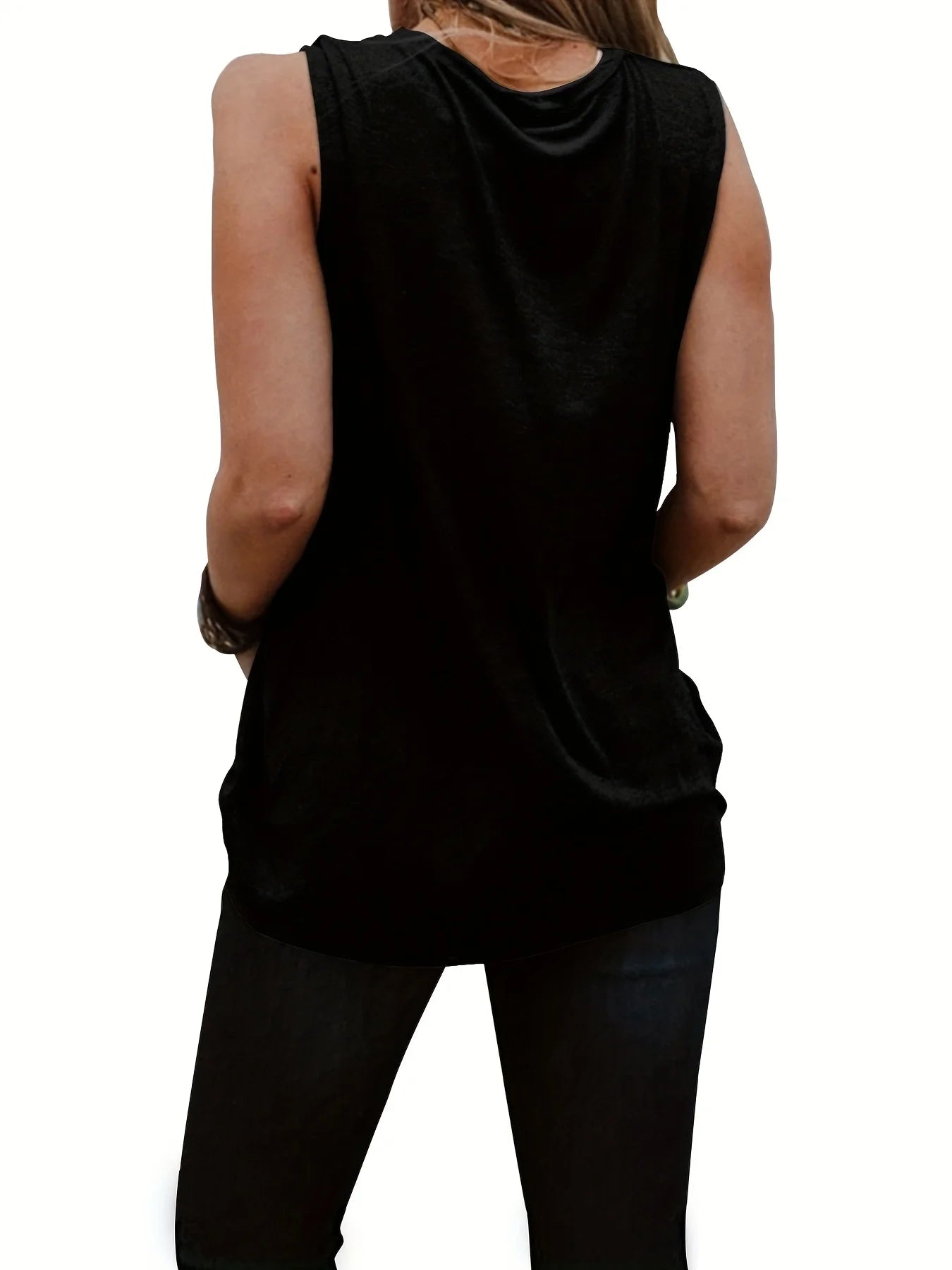 Women's casual fashion plus size summer fashion pattern printed round neck sleeveless vest