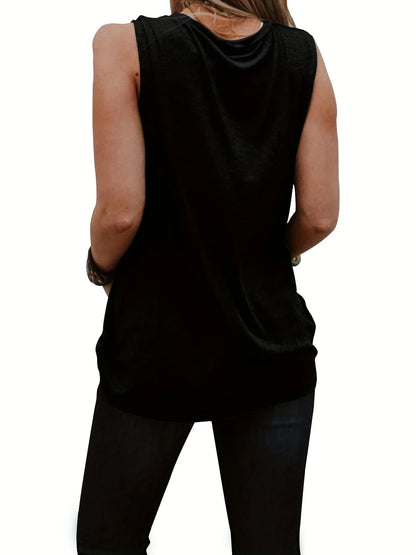 Women's casual fashion plus size summer fashion pattern printed round neck sleeveless vest
