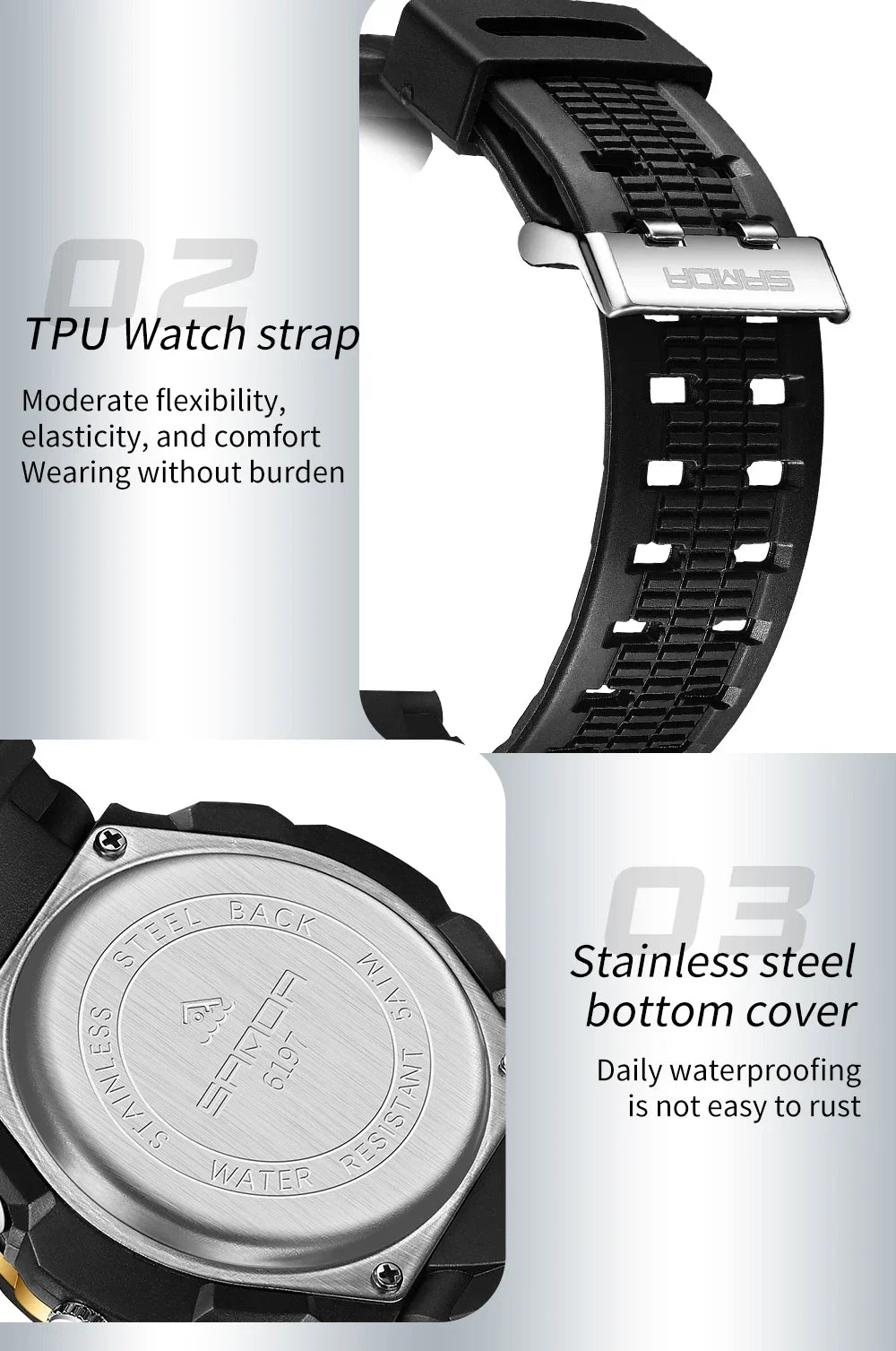 SANDA 6197 Top Class Men's Korean Student Electronic Watch Sports Multi functional Alarm Clock Waterproof Men's Watches 2024