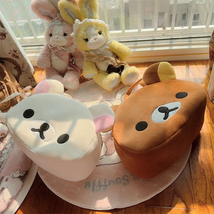 Kawaii Rilakkuma Plush Tote Bag Cute Brown White Bear Cartoon Handbag Soft Casual Shoulder Bag For Women Girl Large Capacity