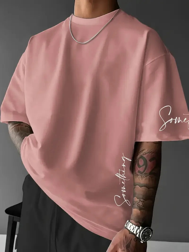The 2026 summer new men's T-shirt features a casual fashionable comfortable soft and breathable 3D striped pattern print