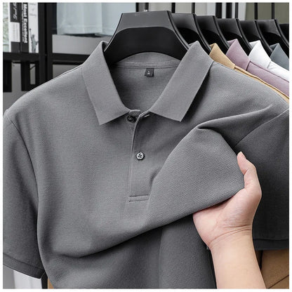 Men's 100% Cotton Polo Shirt - Summer Casual Breathable Tee,19 Colors,Ideal for Golf and Sports,Business Casual,Silk-Like Finish