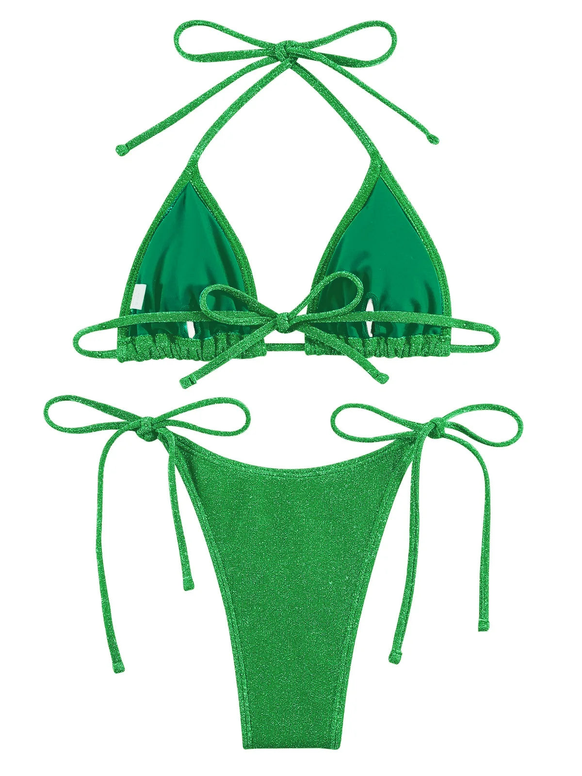 Miyouj Shiny Bikini Set Triangle Bikinis Bandage Swimsuit Women Two Piece Swimwear Summer Biquini New Beachwear