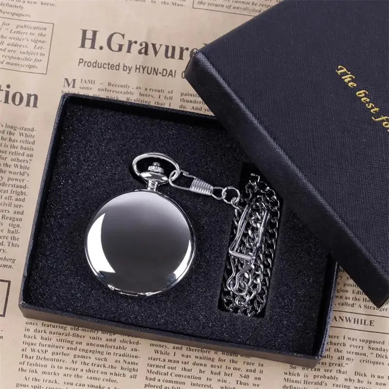 Luxury Gold Quartz Pocket Watch Gift Box Set For Family Fashion Casual Necklace Pendant Unisex Pocket&Fob Chain Watches with Box