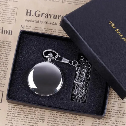 Luxury Gold Quartz Pocket Watch Gift Box Set For Family Fashion Casual Necklace Pendant Unisex Pocket&Fob Chain Watches with Box