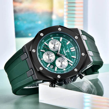 2025 New TYBERLEY Men's Watches Top Brand Luxury Quartz Watch Men Chronograph Wristwatches Sports Waterproof Luminous Grid Clock