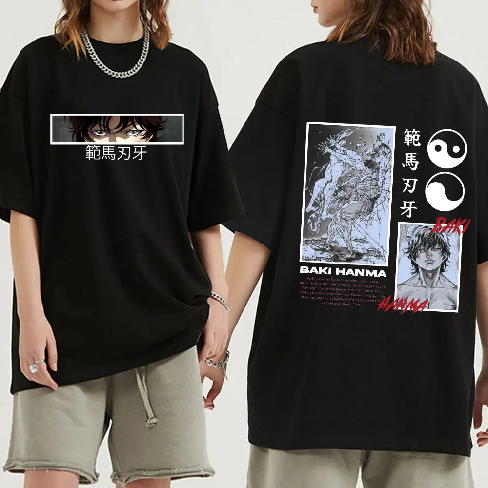 Japanese Anime Baki Hanma The Grappler Graphic Print T Shirt Casual Fashion Crew Neck Short Sleeve Plus Size T Shirt Women