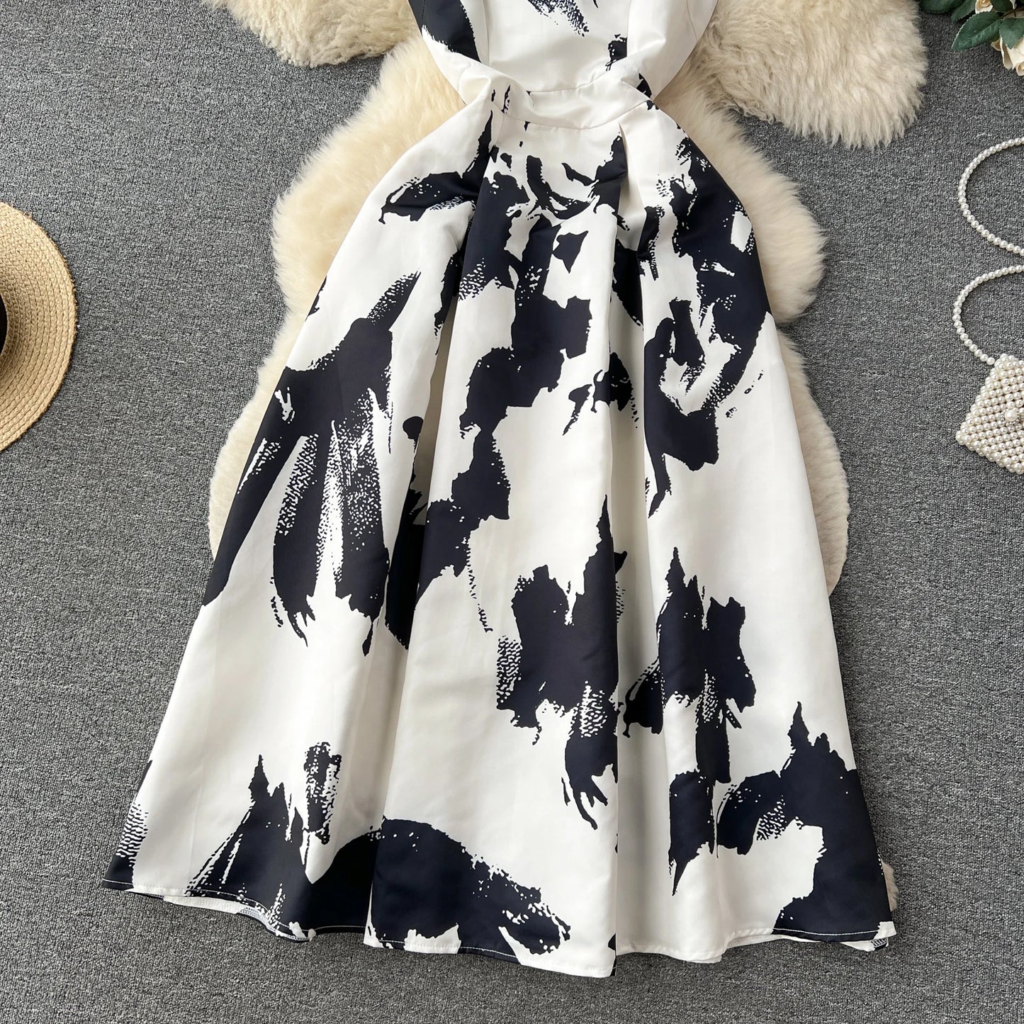 French Elegant Floral Dress Women Retro Round Neck Sleeveless Print Party Dresses Summer Slim A-line Vintage Long Robe Vestidos