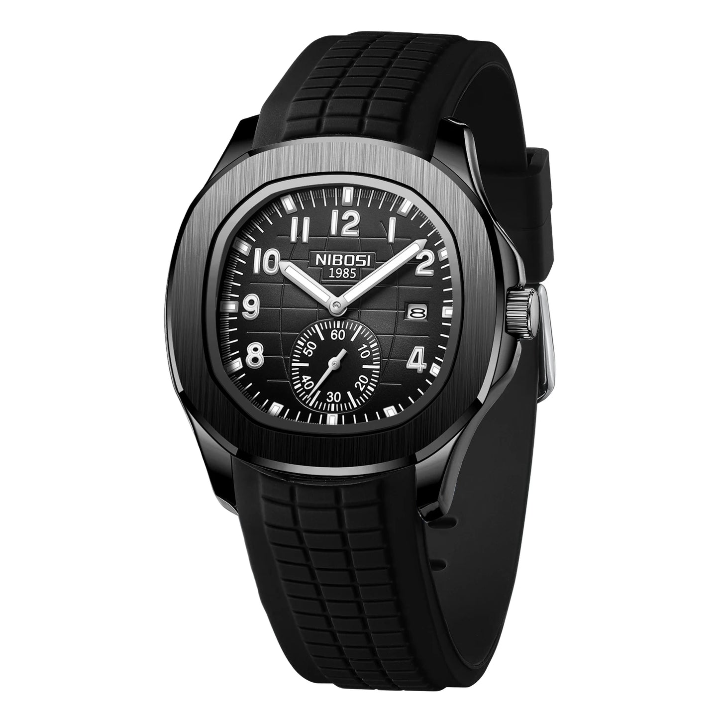 NIBOSI Mens Watches Analog Military Watch with Calendar Black Silicone Strap Waterproof Men’s Wrist Watches Minimalist Designer