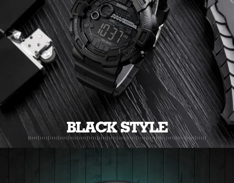 SKMEI 1243 Men Multifunction 5Bar Waterproof PU Strap LED Display Watches Chrono Digital Watch reloj hombre Outdoor Sport Watch