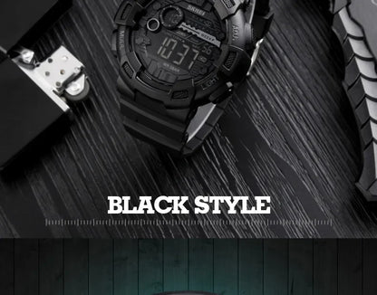 SKMEI 1243 Men Multifunction 5Bar Waterproof PU Strap LED Display Watches Chrono Digital Watch reloj hombre Outdoor Sport Watch