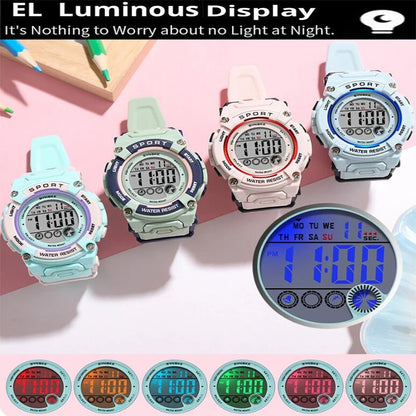 Synoke Shockproof Digital Sport's Watches Fashion PU Strap 50M Waterproof Colorful Light Led Chronograph Women's Wristwatch