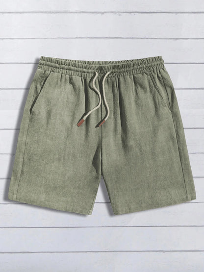 Summer thin linen shorts for men, loose and casual, five-inch pants, cotton and linen, breathable, suitable for beach and sports