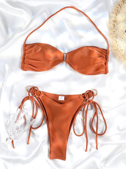 Halter Extreme Bikini for Women Green Swimwear Bandage Micro Thong Bikini Beach Wear Bathing Suit Female 2026 Swimsuit