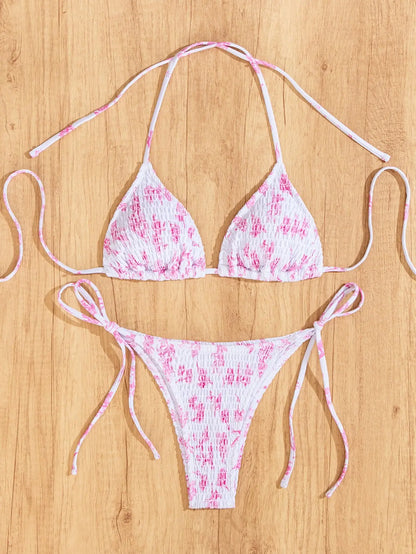 "2026 New Triangle Bikini Set - Floral Print Push Up Swimsuit & Brazilian Bottoms"