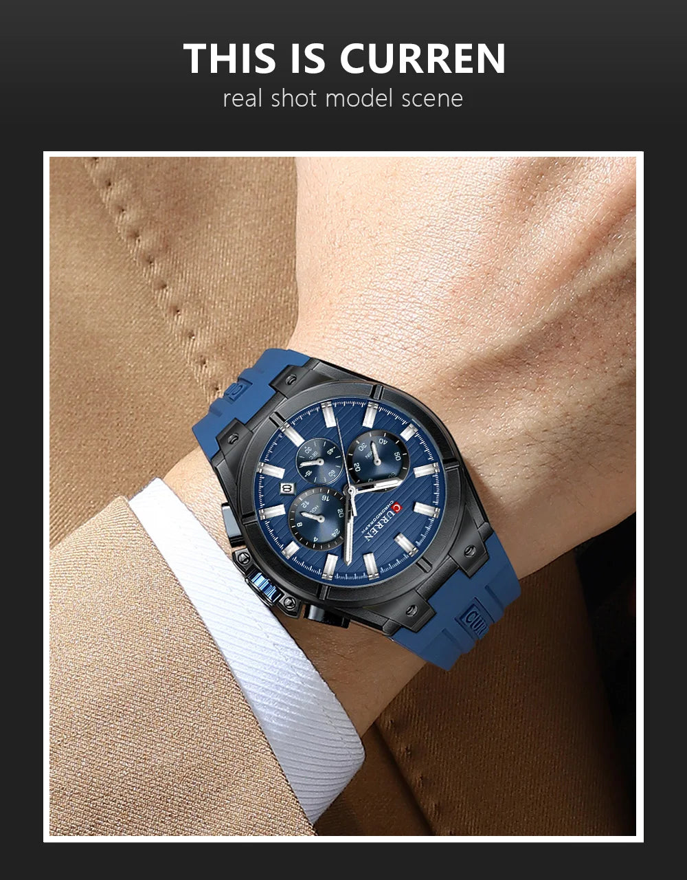 CURREN 8487 Casual Men's Quartz Wristwatch Multifunctional Chronograph Calendar Outdoor Sports Luminous Fashion Watches for Man