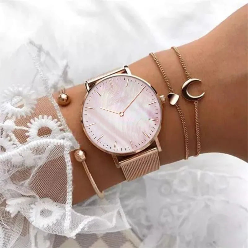 Minimalist Women Watch Luxury Metal Mesh Band Quartz Watches for Woman Fashion Ultra-thin Ladies Wristwatches Clock reloj mujer
