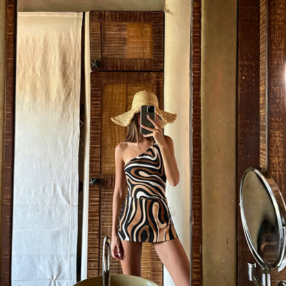 Cut Out Swimsuit Sexy Swimwear Halter Swimsuits Women Print Bathing Suits Swimwear Summer Beachwear Biquini Female