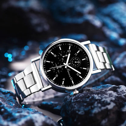 Fashion Men's Watch Casual Silver Alloy Band Male Business Quartz Watches Clock Wristwatches