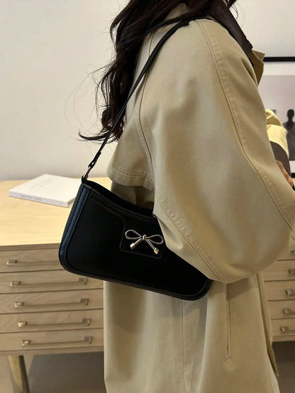 Women Handbag, New Autumn/Winter Commuting Shoulder Under-Arm Bag, Korean Fashion Crossbody Bag with Bow Decoration