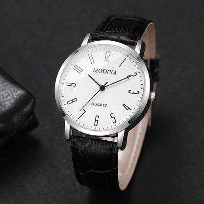 3PCS/Set Fashio Arabic Dial Men Business Watches Casual Leather Strap Quartz Wristwatches Reloj Hombre（Without Box）