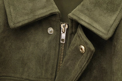 KONDALA Casual Soft Martini Green Bomber Jackets Women Long Lantern Sleeve Oversized Autumn Winter Coats Fashion 2025 Outwears