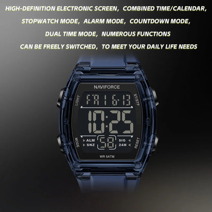 NAVIFORCE Top Brand Luxury Mens Watches Alarm Stopwatch LED Digital Backlight Display Waterproof Sport Watch Men Montre Homme