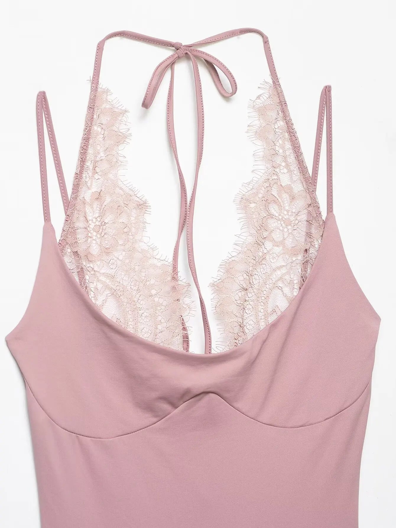 KONDALA 2026 Woman Sexy Night Party Pink Bodysuits Patchwork Lace Sleeveless Streetwear Slim Bodysuits Fashion Mujer Sheath Tops