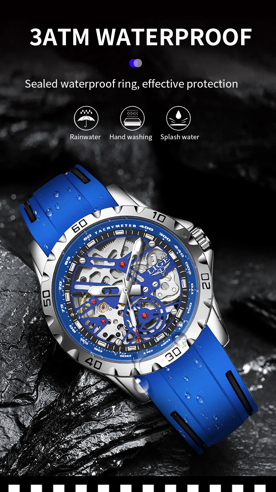 LIGE Top Luxury Automatic Watch For Men Mechanical Watches Men Sports Waterproof Stainless Steel Men Watch Reloj Hombre