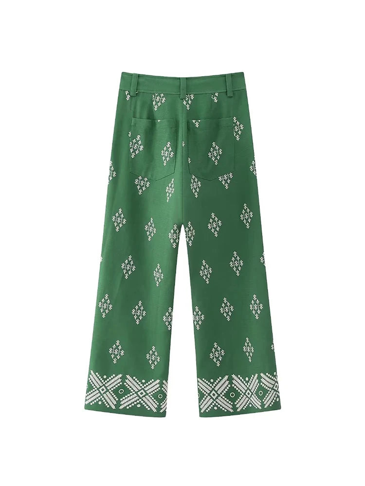 Vintage Women Loose Boho Linen Pants 2023 Summer Fashion Ladies Vocation Soft Embroidery Trousers Female Casual Bottoms Chic