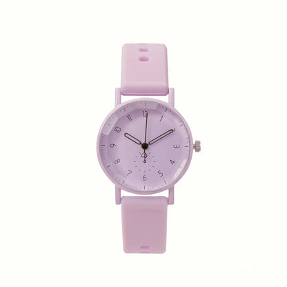 Fashion Women's Pink Minimalist Watch Silicone Strap Quartz Wristwatch Elegant Ladies Watches