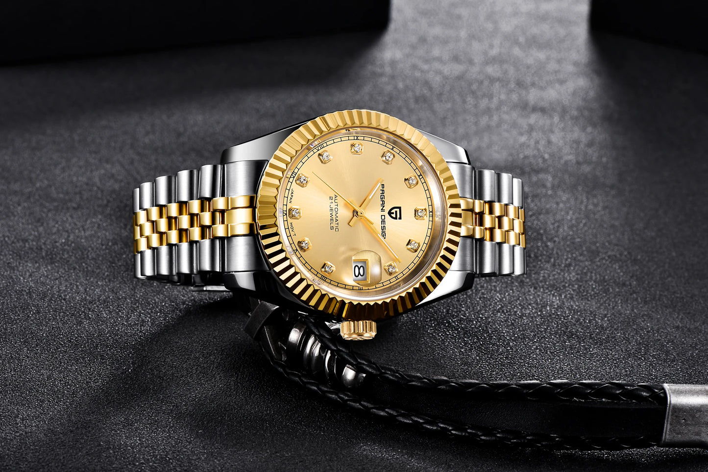 PAGANI DESIGN Watches Luxury Diamond Dial Mechanical Watch For Men Top NH35 Movt Sapphire Glass Stainless Steel Waterproof Watch