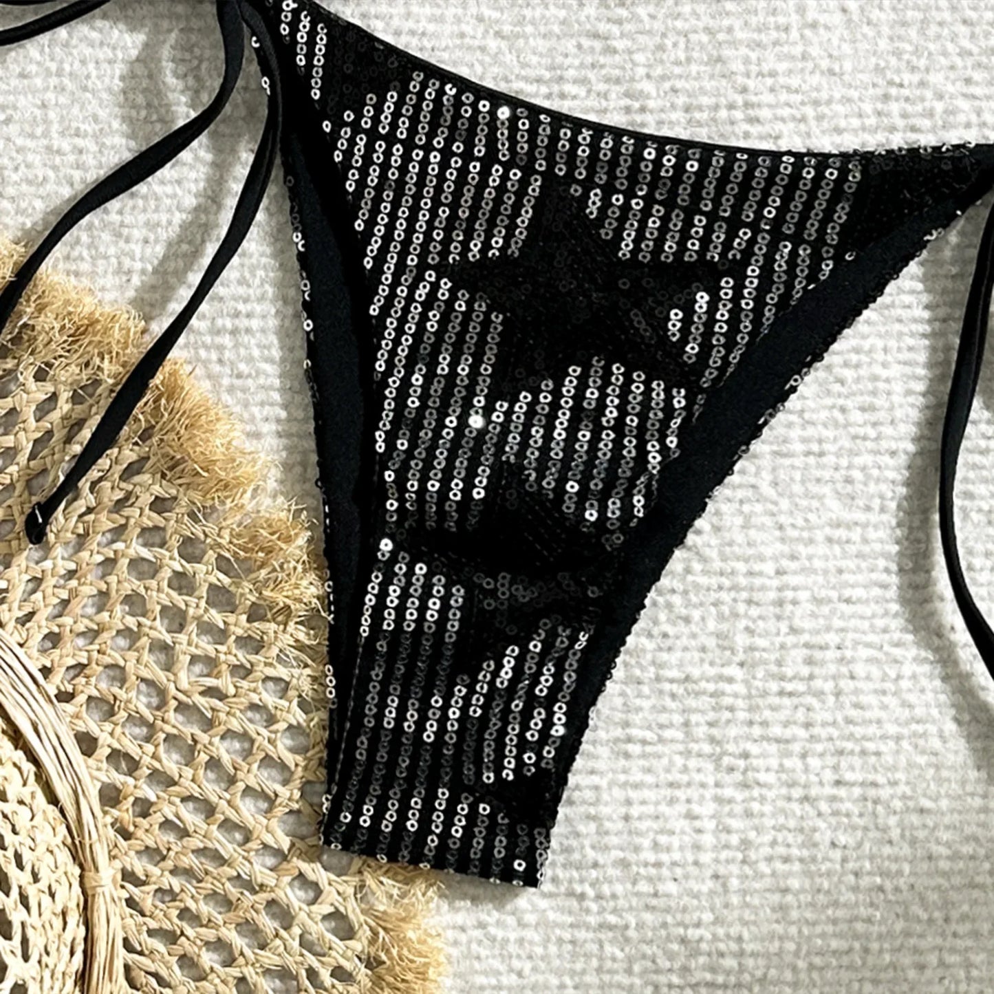 Halter Shiny Star Sequins Bikini 2025 Women Swimsuit Female Swimwear Two Pieces Bikini Set Brazilian Bathing Suit Swim Beachwear