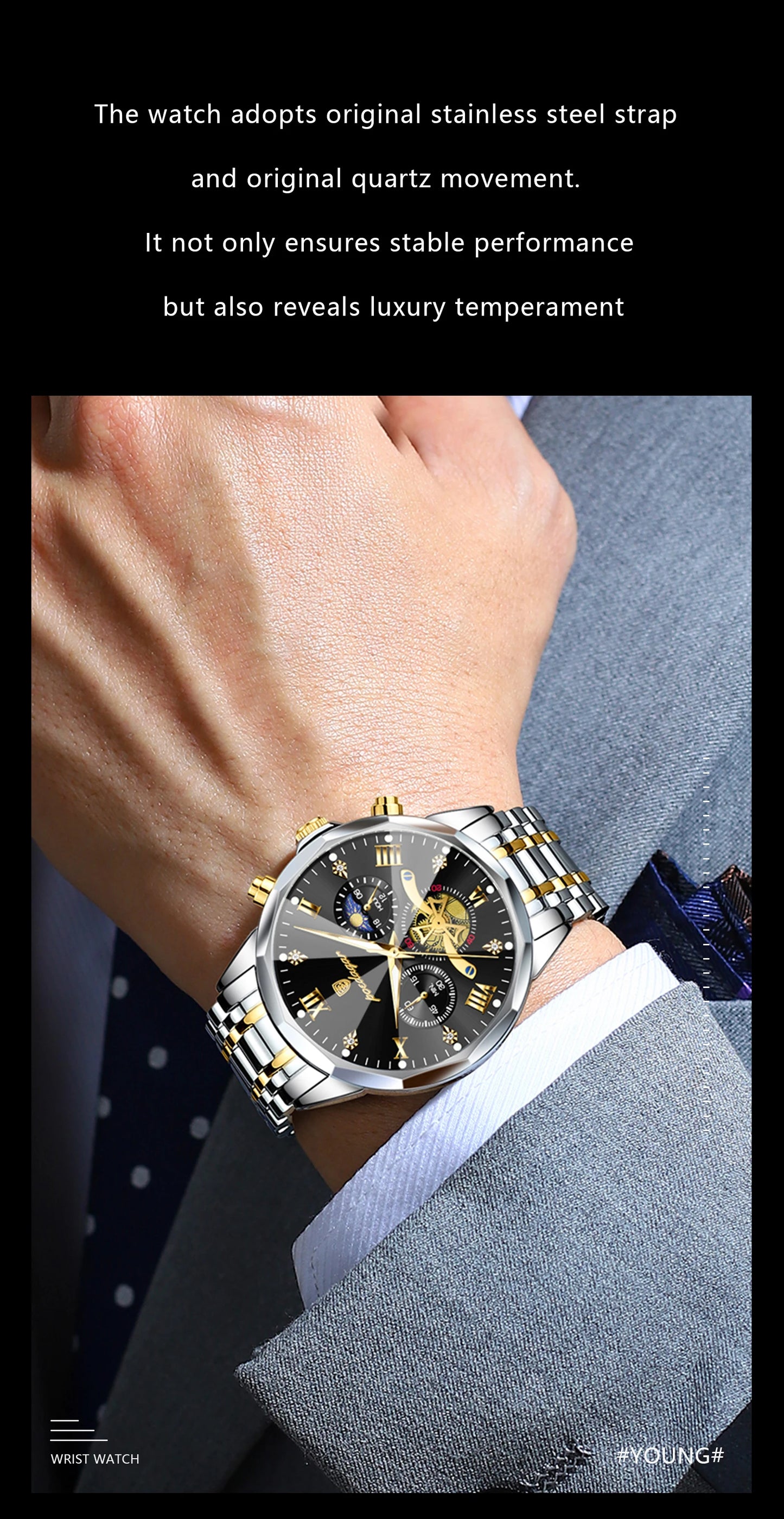 POEDAGAR Luxury Men Clock Waterproof Luminous Chronograph Sport Man Wristwatch Stainless Steel Fahion Quartz Men's Watches Reloj