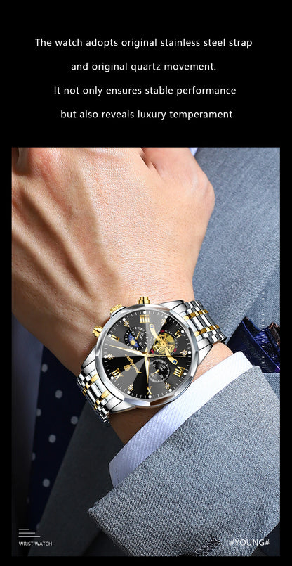 POEDAGAR Luxury Men Clock Waterproof Luminous Chronograph Sport Man Wristwatch Stainless Steel Fahion Quartz Men's Watches Reloj