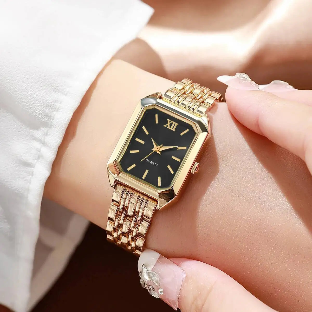 Elegant Rectangle Women Watches Fashion Analog Quartz Wristwatches Reloj Mujer Girls Clock Gift（Without Box）