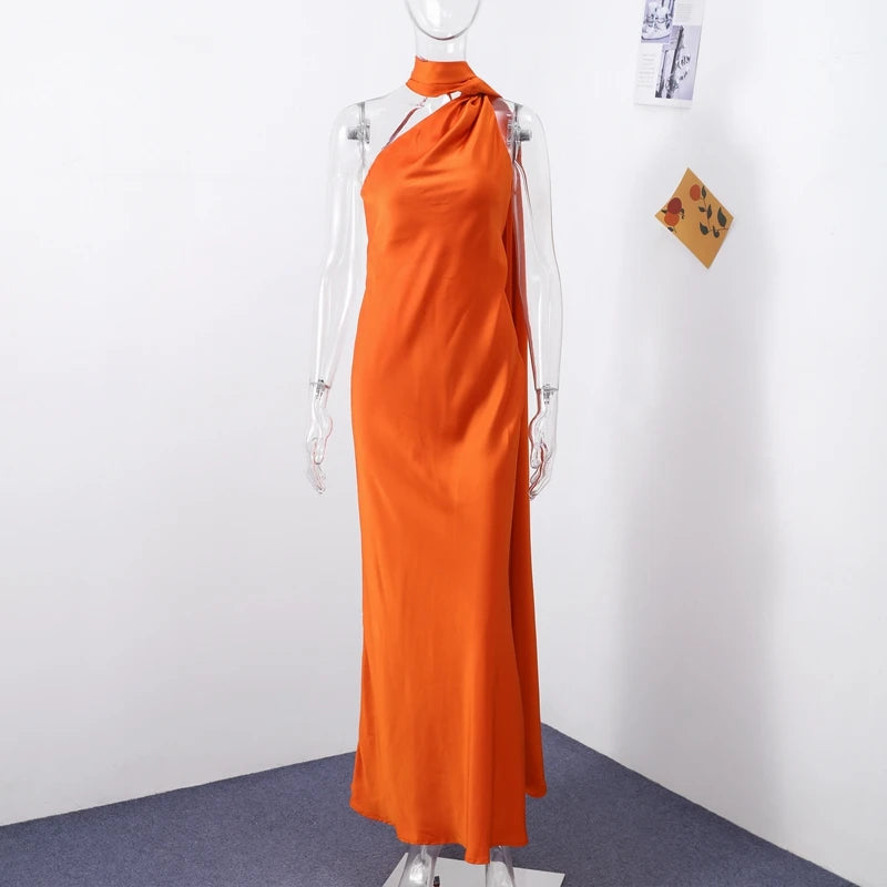 Sexy Ribbon Sleeveless Long Dress Women Elegant Slim Stain Backless Lace Up Party Dresses 2026 Fashion Solid Holiday Robe Lady