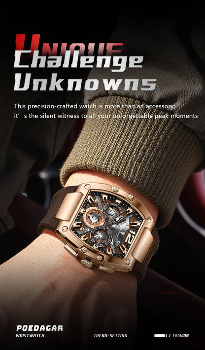 POEDAGAR Fashion Military Men's Watches Luminous Waterproof Date Sports Male Clock Chronograph Silicone Quartz Luxury Wristwatch