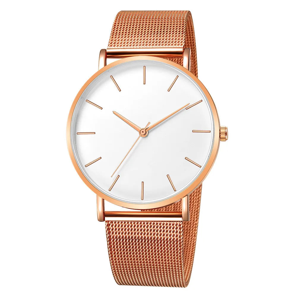 Top Brand Women's Watches Luxury Metal Mesh Simple Quartz Watches Fashion Elegant Rose Gold Ladies Wristwatch Clock Reloj Mujer