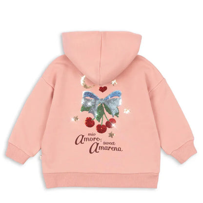 Fashion Girls Sweatshirts 2026 Spring Heart Cherry Printed Children Hoodies and Pant Suit Kids girl Cardiagn and Skirt Clothes