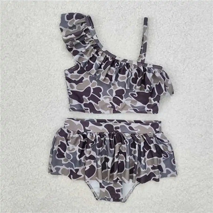 Wholesale Children Summer Grey Camo Print Swimsuit Kid Stretchy Swimwear Infant Matching Baby Boy Girl Swimming Trunks Shorts
